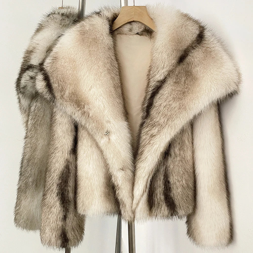 Womens Faux Fur Coat Cropped Soft Plush Artificial Short Fur Coat Holiday Party Elegant Winter Fashion Outerwear Coats for Women