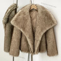 Womens Faux Fur Coat Cropped Soft Plush Artificial Short Fur Coat Holiday Party Elegant Winter Fashion Outerwear Coats for Women