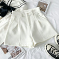 Casual Women A-Line Shorts Fashion Office Lady Commute Vintage Solid High Waist Short Pants Casual Streetwear Summer Trousers
