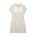 Cut Out Front Bow Tie Mini Dress, Women's Polka Dot Short Sleeve Bodycon Dress, Spring Summer Sexy Fashion Party Dress
