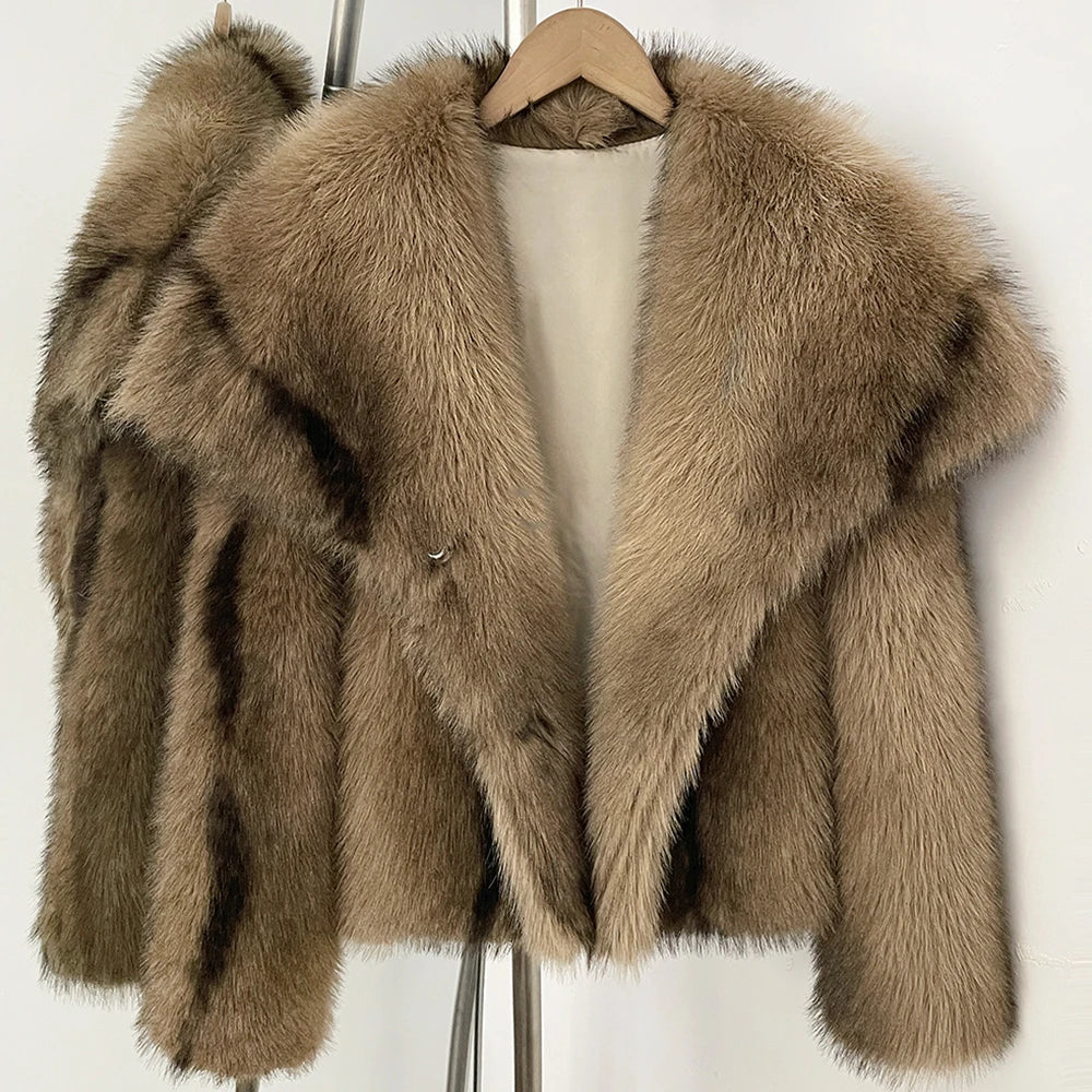 Womens Faux Fur Coat Cropped Soft Plush Artificial Short Fur Coat Holiday Party Elegant Winter Fashion Outerwear Coats for Women