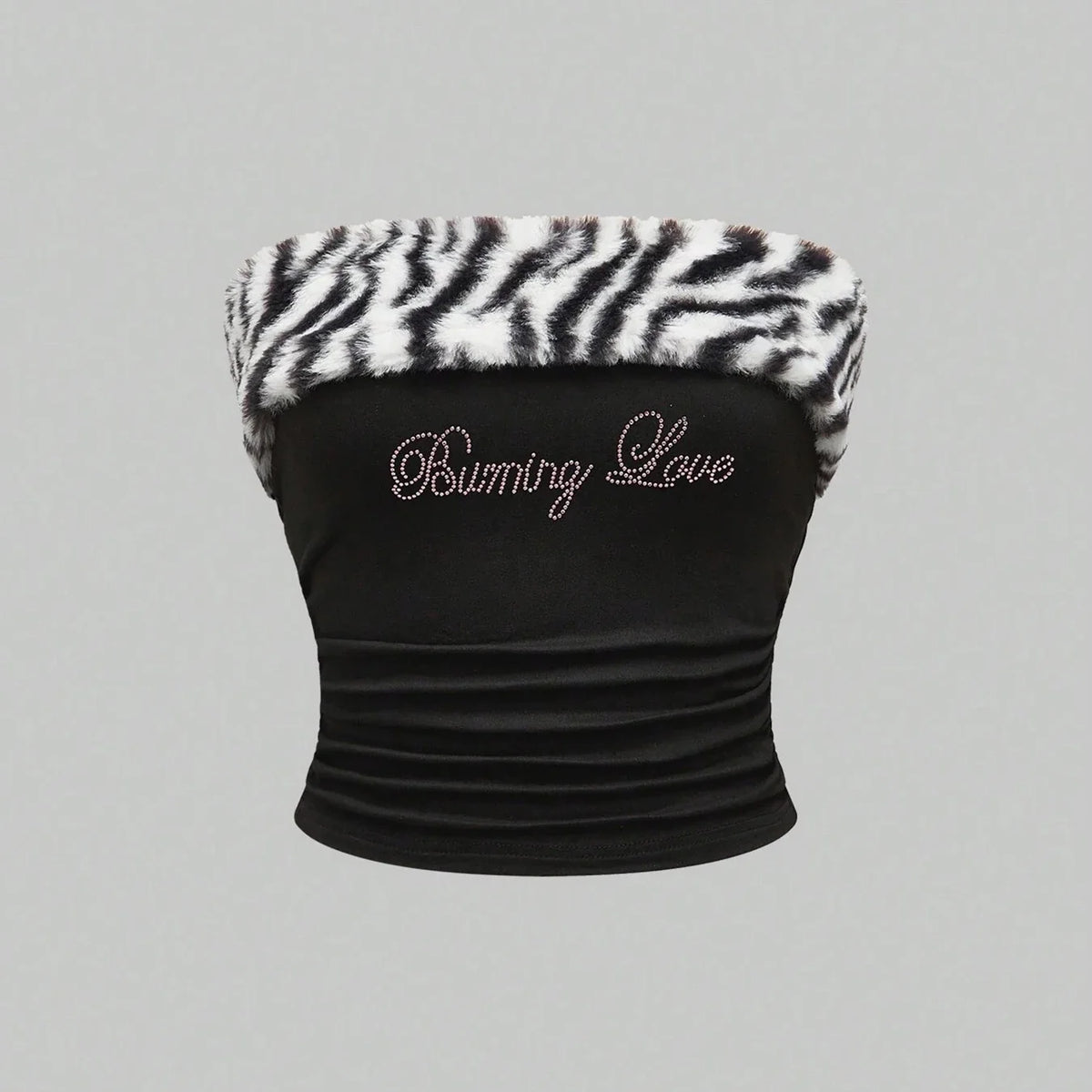 New Rhinestone Leopard Print Crop Top Slim Fit sexy Hot Girl Y2K Fringed Fashionable Strapless Vest